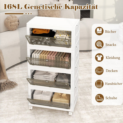 Skládací úložný box s víkem, 126L/168L, kolečka