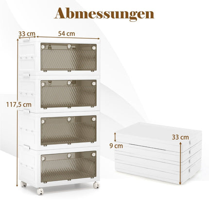 Skládací úložný box s víkem, 126L/168L, kolečka