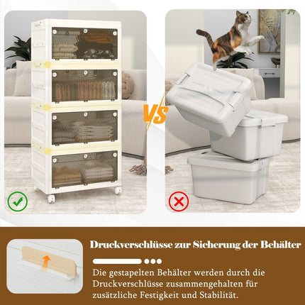 Skládací úložný box s víkem, 126L/168L, kolečka