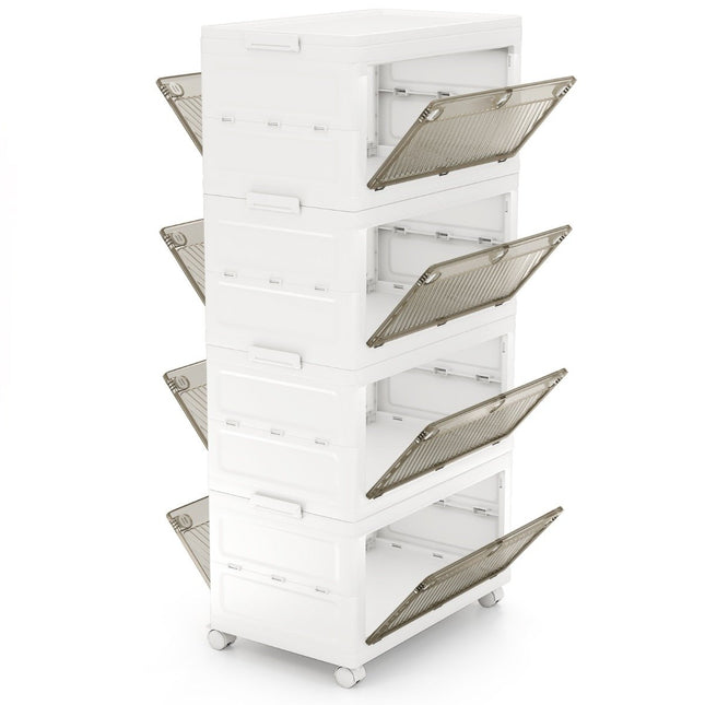 Skládací úložný box s víkem, 126L/168L, kolečka