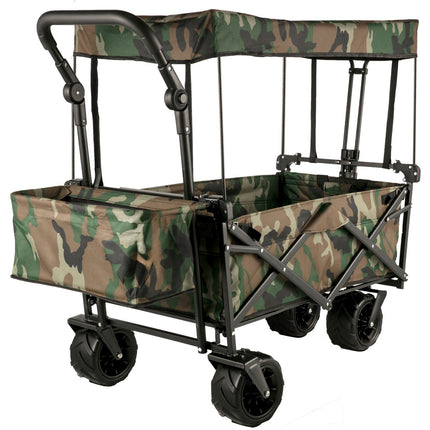 Collapsible Wagon Cart, Removable Canopy, 220 lb, All-Terrain Wheels