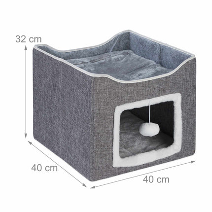 Collapsible cat pit in grey