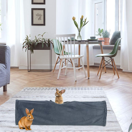 Collapsible cat tunnel with plush