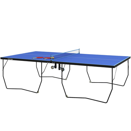 Skládací venkovní stůl na stolní tenis se sítí a kolečky