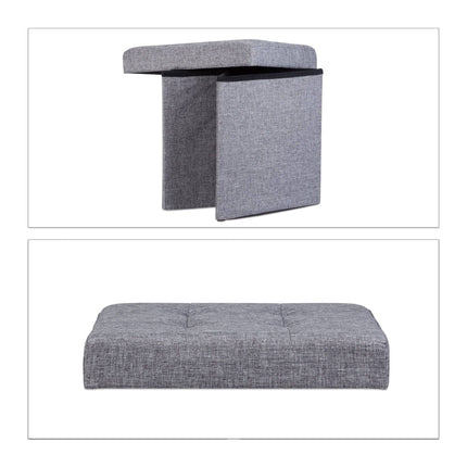 Klappbarer Hocker mit Stauraum aus Leinenstoff