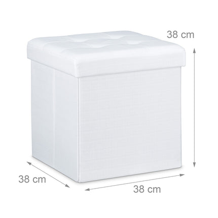 Skládací taburet s úložným prostorem, lněná látka