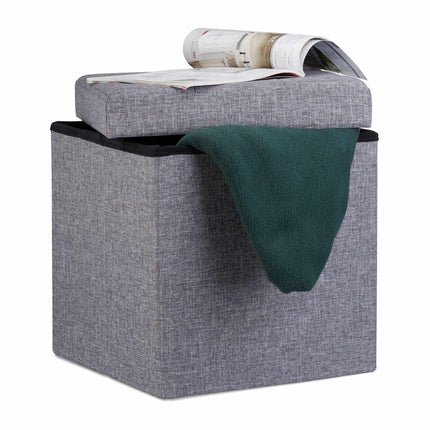 Klappbarer Hocker mit Stauraum aus Leinenstoff