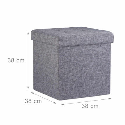 Klappbarer Hocker mit Stauraum aus Leinenstoff