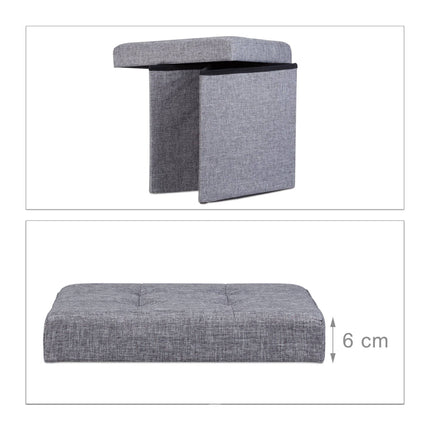 Klappbarer Hocker mit Stauraum aus Leinenstoff