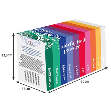 Barevný Holi prášek – sada 10x100g