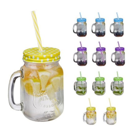 Colorful drinking glasses with lids - 12 pcs