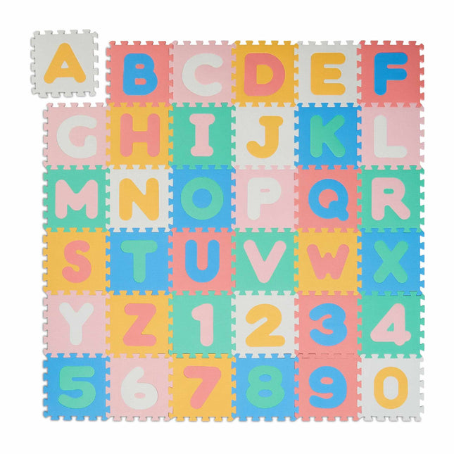 Barevná pěnová podložka puzzle s abecedou a čísly