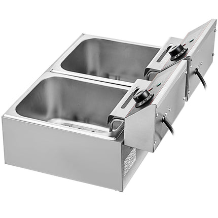 Commercial Double Deep Fryer 5000W, Dual Basket, Stainless Steel