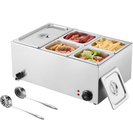 Commercial Food Warmer, 5-Pan Electric Steam Table, 1200W