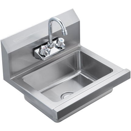 Commercial Hand Sink With Faucet, Wall-Mount, 17 x 12.8 In