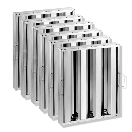 Commercial Hood Baffle Filter, 15.5x19.5 in, 6-Pack