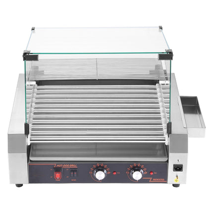 Commercial Hot Dog Roller, 11-Roller, Dual Temp Control