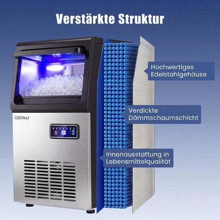 Commercial Ice Cube Machine, 41kg/Day, Black & Silver