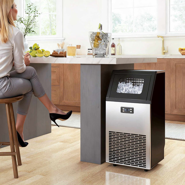 Kommerzielle Eismaschine, 45kg/Tag, Edelstahl, LCD-Anzeige