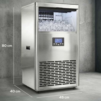 Profesionální výrobník ledu, 45kg/den, nerezová ocel, LCD panel