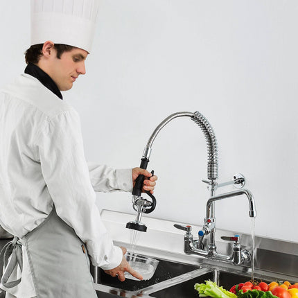 Commercial Pre-Rinse Faucet Sprayer, Wall Mount, 12in Spout