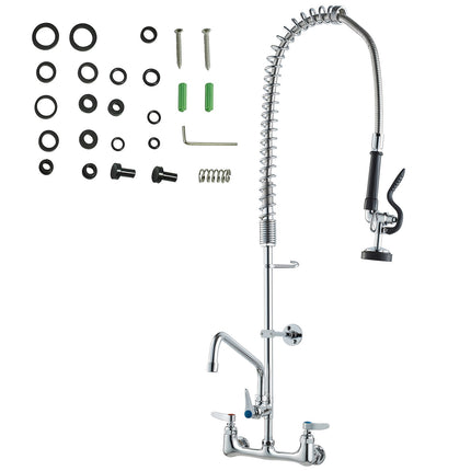 Commercial Pre-Rinse Faucet, Wall-Mount, 36in Brass