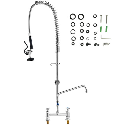 Commercial Pre-Rinse Faucet with Sprayer, 44-Inch, 8-Inch Centers