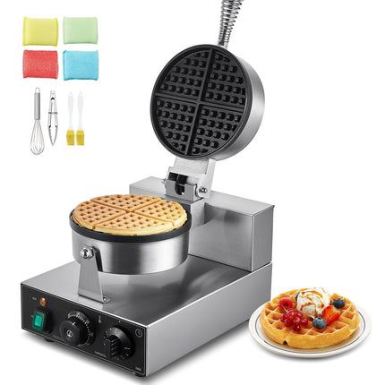 Commercial Waffle Maker – 1230W Round, Temp Timer Control