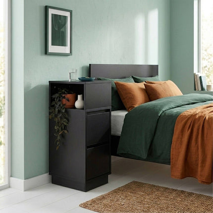 Compact MDF Bedside Table Set with Drawers, 64x24x30 cm