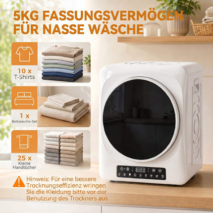 Kompaktní odvětrávaná sušička prádla, 5kg 1000W, bílá