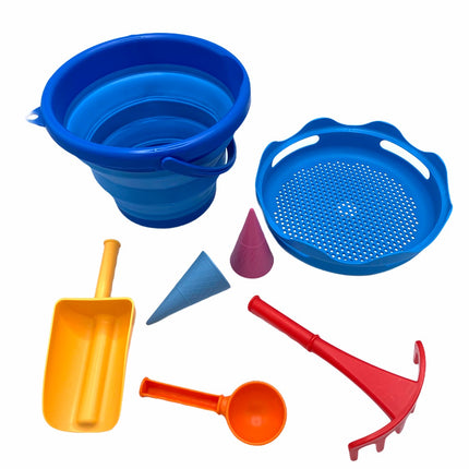 Compactoys Beach Bucket With Sandbox Toys 7 In 1, Blue