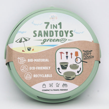 Compactoys Eco plážový kbelík s hračkami na písek 7 v 1, zelený