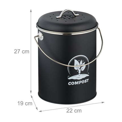Koš na bioodpad s filtrem proti zápachu, objem 5.5 l
