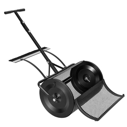 Compost Spreader 24 In, Push-Tow Handle, Leveling Brush