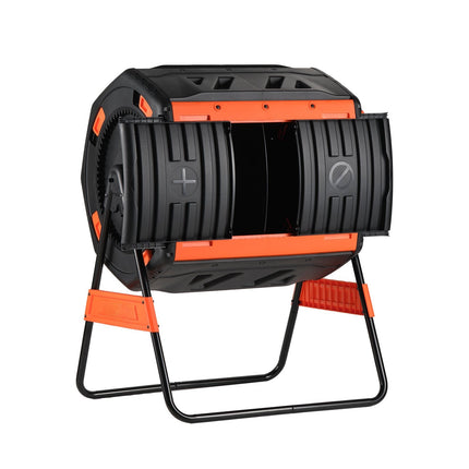 Compost Tumbler, 200L Dual Chamber with Hand Crank