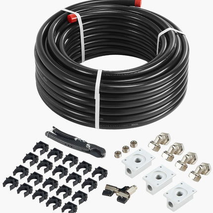 Compressed Air Line Kit, HDPE-Aluminum, 100 ft x 3/4 in, Black