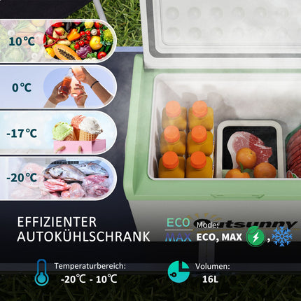Přenosný kompresorový chladicí box 16 l, duální napětí, -20°C