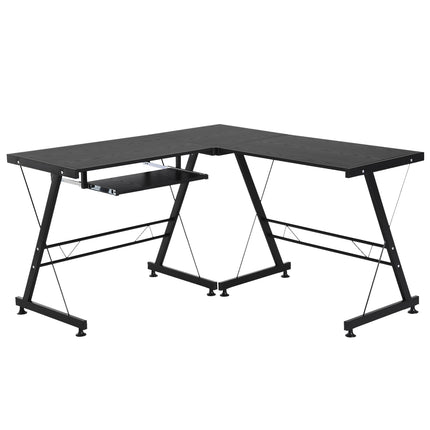 Variabilní počítačový stůl - černá MDF a ocel, 210x50x73.5 cm