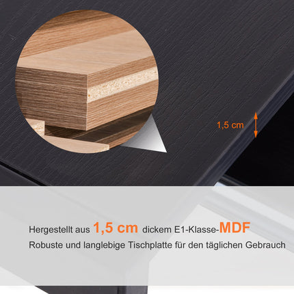 Variabilní počítačový stůl - černá MDF a ocel, 210x50x73.5 cm