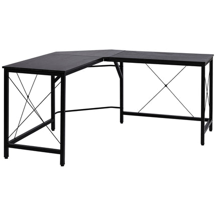 Rohový stůl do L, černá MDF, 150x150x76 cm