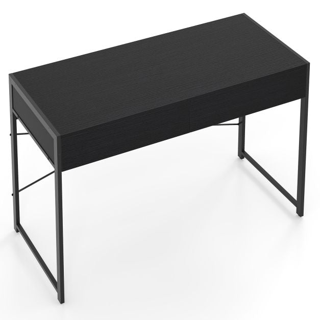 Počítačový stůl se 2 zásuvkami, kovový rám, 111x48 cm
