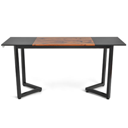 Počítačový stůl s dělenou deskou a háčky, kancelářský stůl 160 x 60 x 74 cm, černý