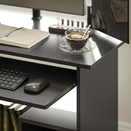 Office table with shelves, black, 80x45x75 cm