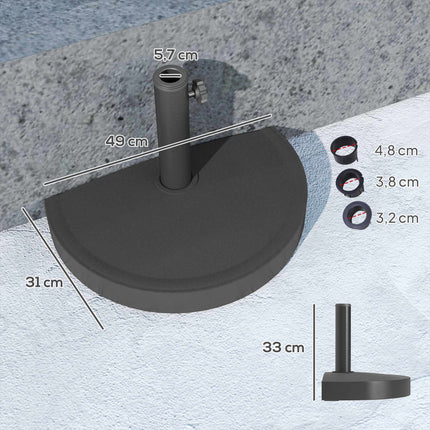 Betonový půlkulatý podstavec pro slunečník, tyč 32/38/48mm