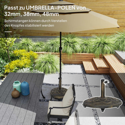 Concrete Umbrella Stand with Wheels, Fits 32/38/48mm Poles