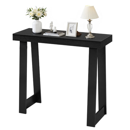 Console Table, 36 x 12 In Narrow 2-Tier Shelf, Black