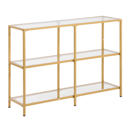 Console Table, 3-Tier Tempered Glass, Metal Frame