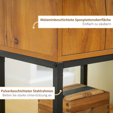 Industrial console table with cabinet, steel frame, 40x30x76 Cm