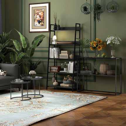Konzolový stolek ocelový, 2patrový design, 90x30x75 cm
