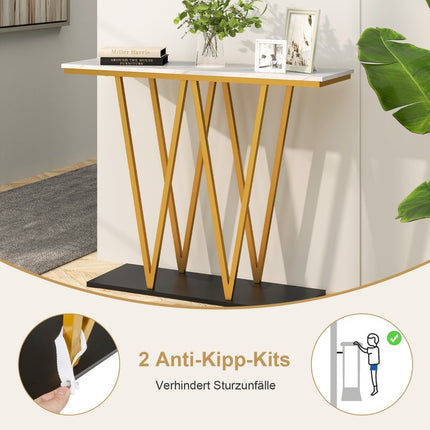 Console Table with Marble Look & Metal Frame